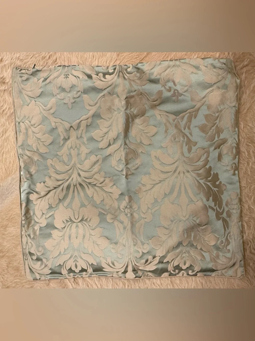 Restoration Hardware gray-blue and Taupe Damask Jacquard Pillow Cover